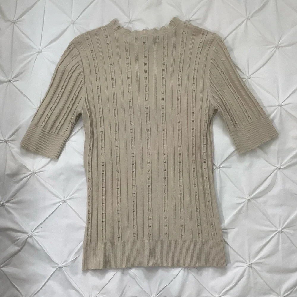 Vero Moda - Vita 2/4 Sleeves Pointelle Sweater - Size M - Picture 4 of 9